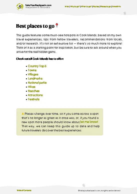 example page 5 from our offline Travel Guide for Cook Islands